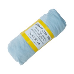 Prostěradlo JERSEY COMFORT, 90 x 200 x 22 cm, modré, s gumou, 180g/m2, 100 % bavlna