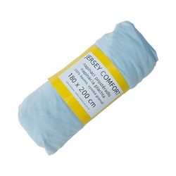 Prostěradlo JERSEY COMFORT, 180 x 200 x 22 cm, modré, s gumou, 180g/m2, 100% bavlna