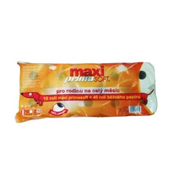 Toaletní papír primaSOFT MAXI, 2vrstvý bílý, šíře 9,4cm, návin 60 m, 500 útržků /10 ks