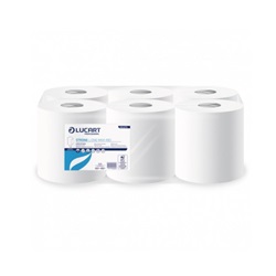 Papírové ručníky v roli L-ONE, 2vrstvé, perforované, 100% celuloza, bílé, 450 útržků, 158 m