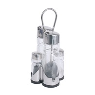 Menážka 4dílná (sůl, pepř, olej, ocet), nerez